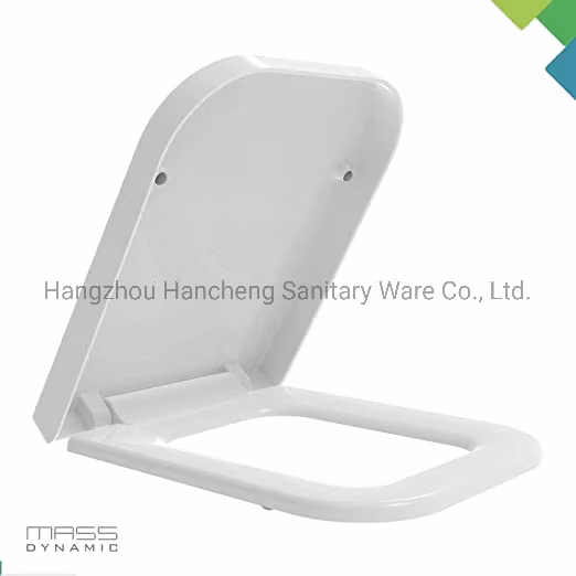 Квадратное сиденье для унитаза, сиденье для унитаза с механизмом плавного закрывания, белое с быстросъемным механизмом, петли, регулируемые на 360 градусов сверху, белое сиденье для унитаза из дюропласта